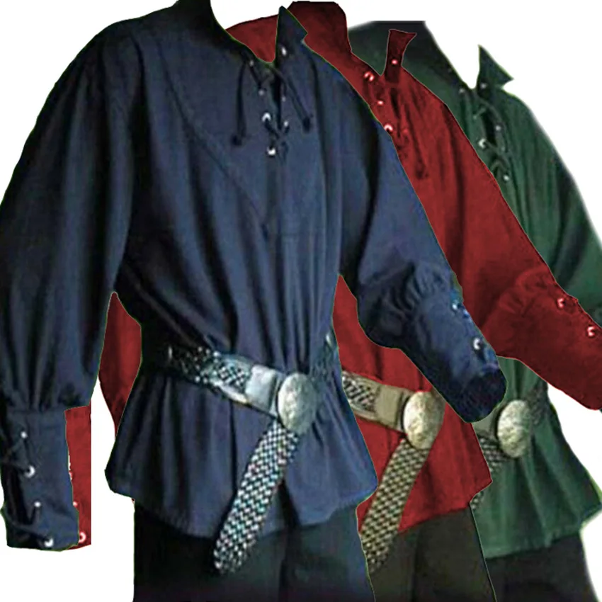 Chemise de pirate rouge avec manches longues