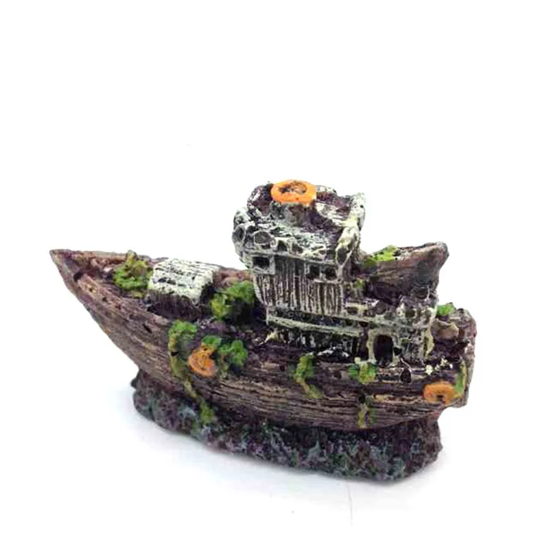 Décoration de bateau pirate pour aquarium en résine