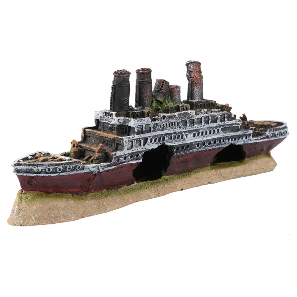 Décoration bateau pirate pour aquarium en résine