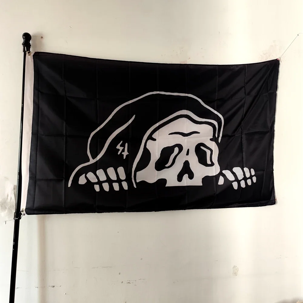 Drapeau décoratif avec motif de tête de mort en polyester