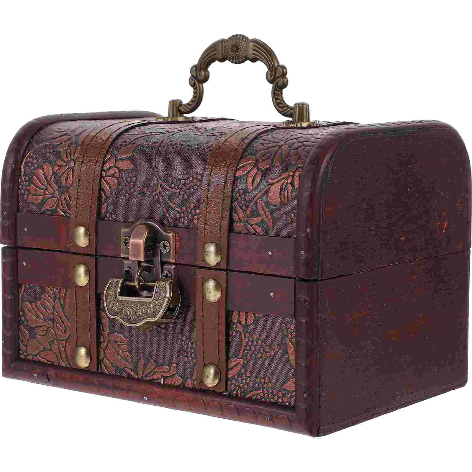 Coffre de pirate décoratif en bois avec finitions vieillies