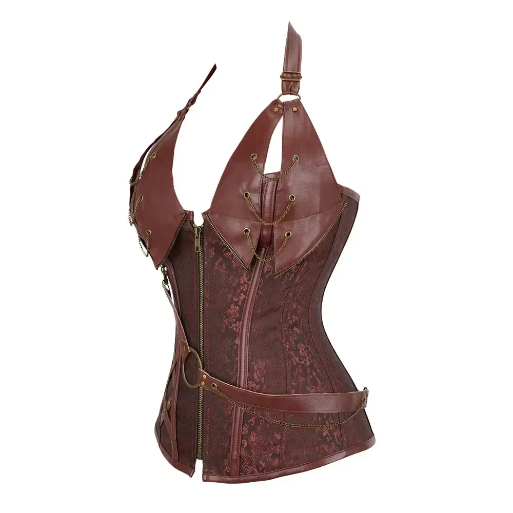 Détail de la broderie sur le corset femme pirate