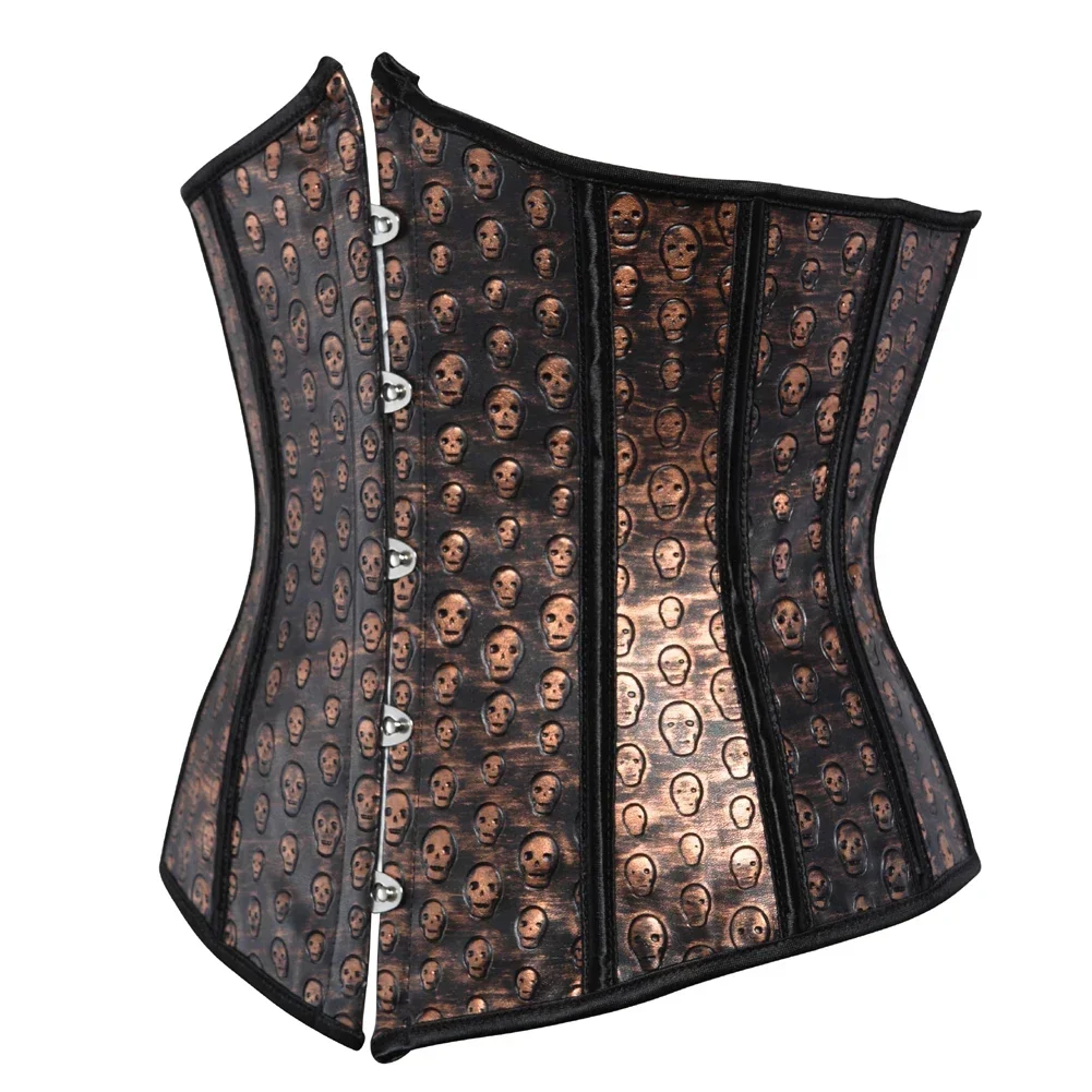 Corset femme pirate en similicuir avec effet taille affinée