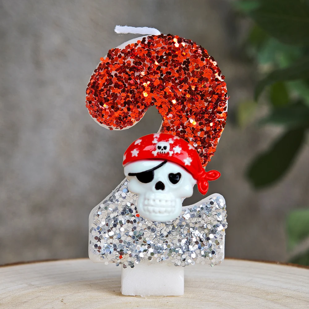 Design de bougie aux motifs pirates pour décoration d'anniversaire