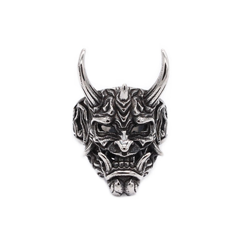 bague démon pirate en acier inoxydable avec design tête de mort