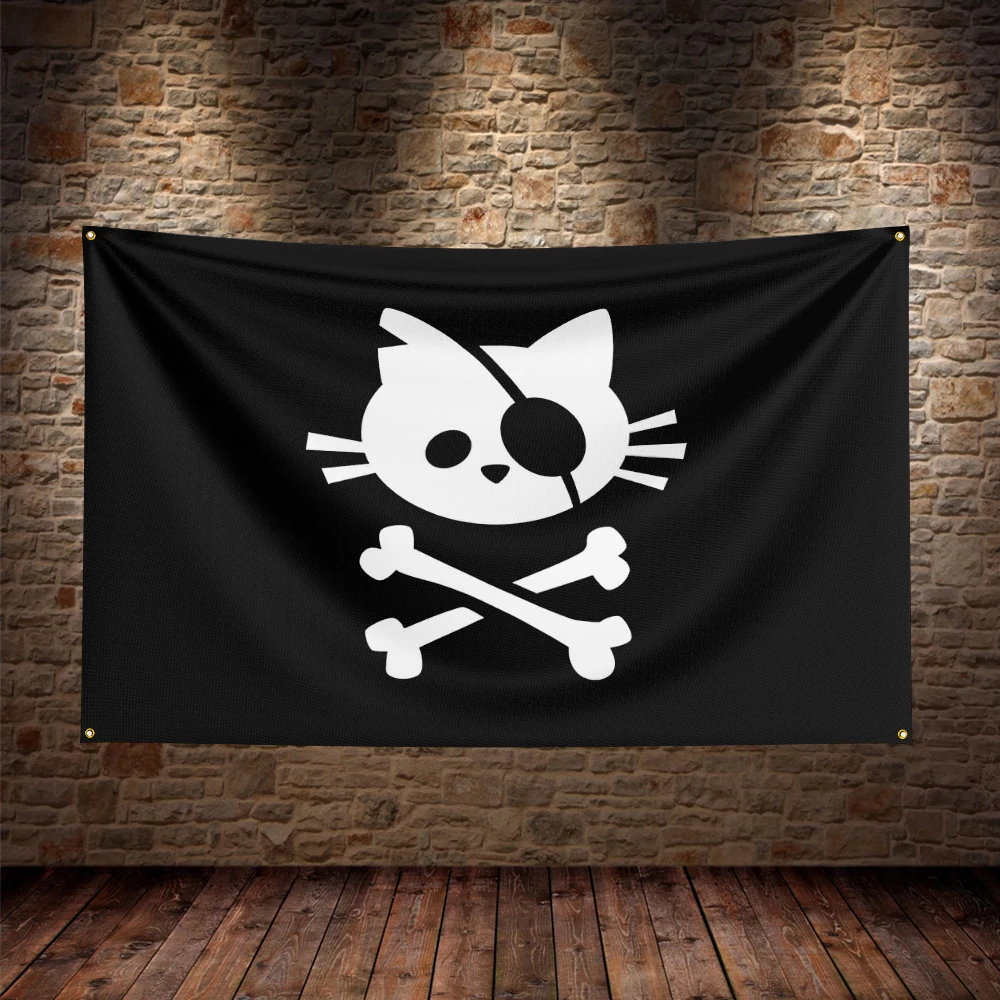Drapeau décoratif représentant un chat pirate