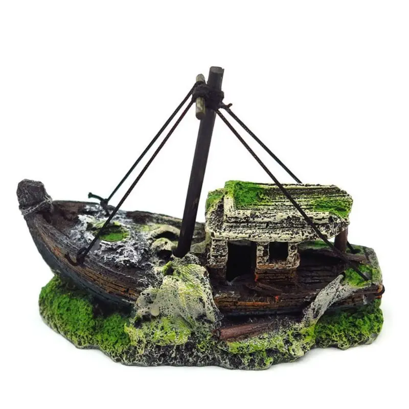 Épave de bateau en résine pour décoration aquarium