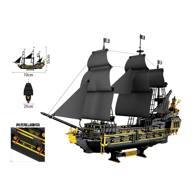 Maquette de bateau pirate avec voiles réalistes et détails