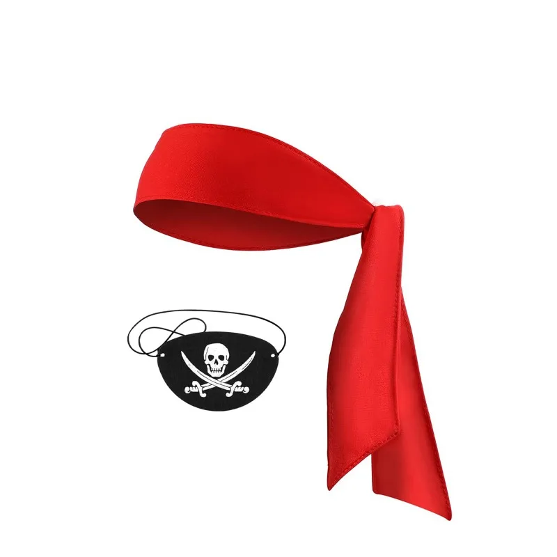 Bandana rouge et cache-œil noir pour déguisement de pirate