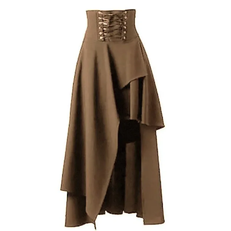 vue de la jupe de pirate pour femme montrant la coupe asymétrique