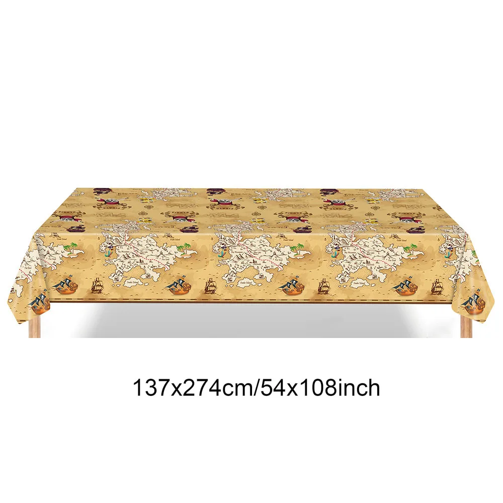 Nappe d'anniversaire avec motifs de carte au trésor et rayures